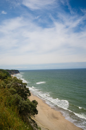 Coast of the Baltic Sea in Poland. View from above.の写真素材