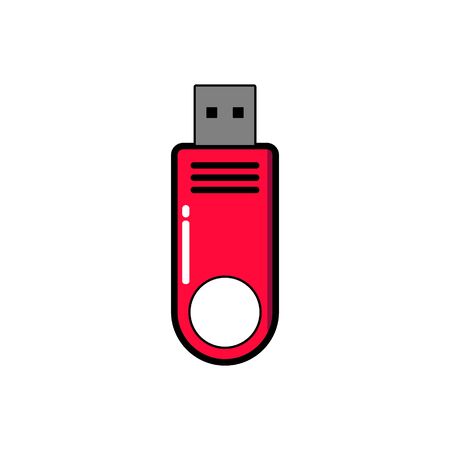 Red usb flash disk icon. Symbol, logo illustration for mobile concept and web design.のイラスト素材