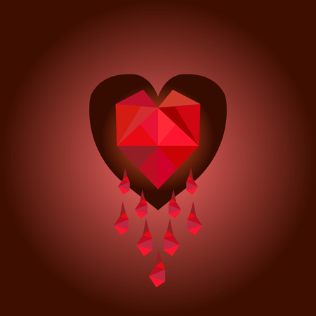 Abstract red heart icon for Valentine greeting card illustration.のイラスト素材