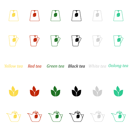 A set of icons for different types of tea.のイラスト素材