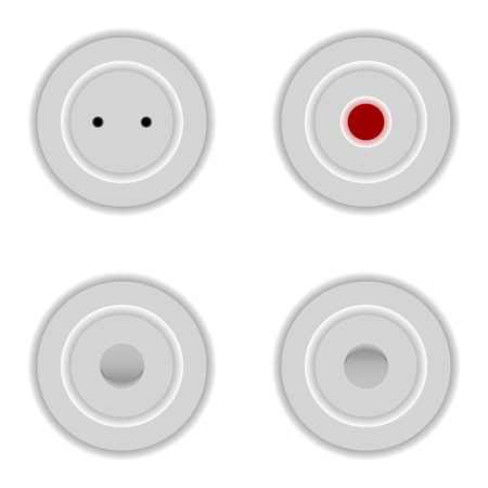 Vector image of a new design of a socket, a switch and a bell button in the volume on a white backgroundのイラスト素材