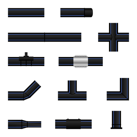 Polyethylene plastic pipes and fittingsのイラスト素材