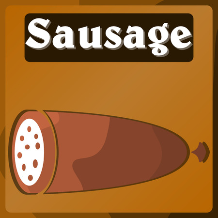 Vector image of a plate in the supermarket department with sausage products.のイラスト素材