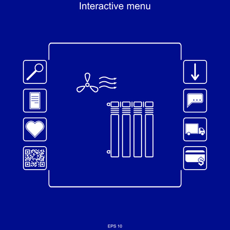 Vector image of the interactive menu for purchasing heaters in the multifunction menu.のイラスト素材
