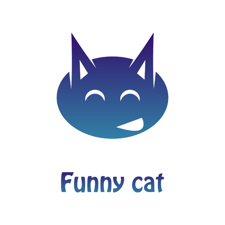 Vector image of a multi-colored logotype of a merry cat. Flat Pattern.のイラスト素材