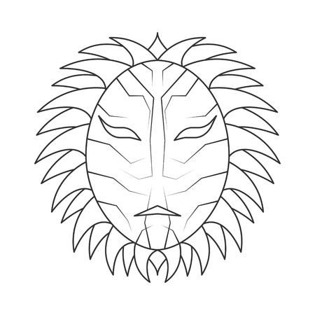 Vector mask image in a simple, editable black outline on a white backgroundのイラスト素材