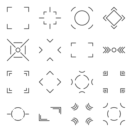 Icons capture target and select used in digital cameras. Vector image on white, isolated backgroundのイラスト素材