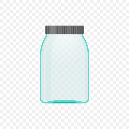 Empty transparent jar for medical solution or other needs. Vector illustration on a transparent background.のイラスト素材