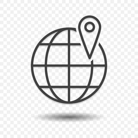 Global location transfer icon. Vector illustration on a transparent backgroundのイラスト素材