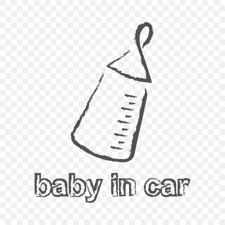 Sticker - babe in car. Vector illustration on a transparent background.のイラスト素材