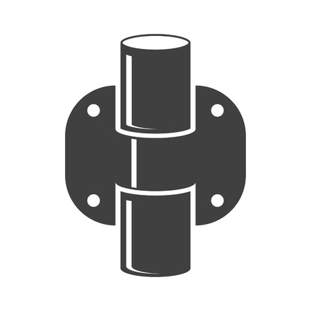 Icon of pipe fastening to vertical and horizontal surfaces. Vector on white background.のイラスト素材