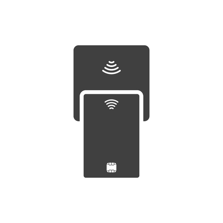 Icon of contactless payment by a plastic card. Vector illustration on white background.のイラスト素材