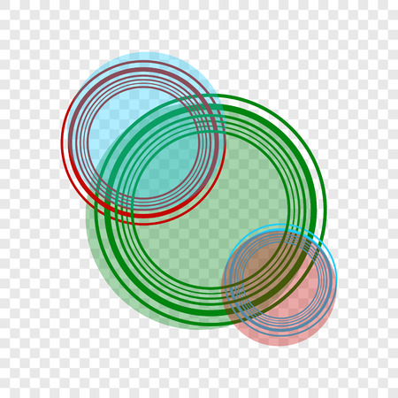Abstract circles of various colors on a transparent background. Vector illustrationのイラスト素材