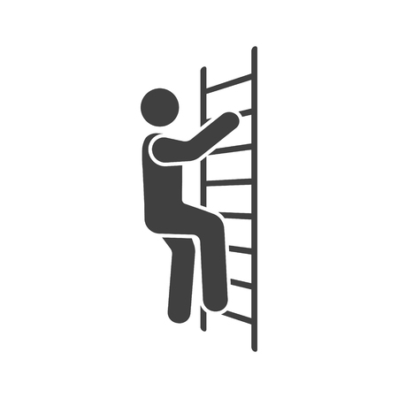 Icon of a man climbing the stairs. Vector illustration on white backgroundのイラスト素材