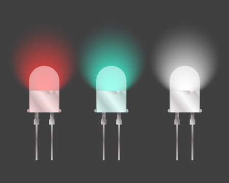 Three diodes of different colors. Vector on a gray backgroundのイラスト素材