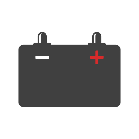 Car battery icon. Vector illustration on white backgroundのイラスト素材