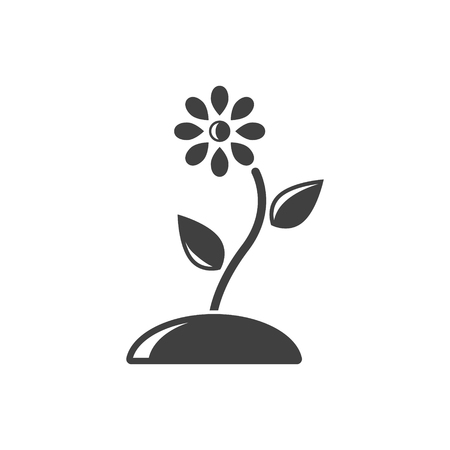 Icon flower on the ground. Vector on white backgroundのイラスト素材