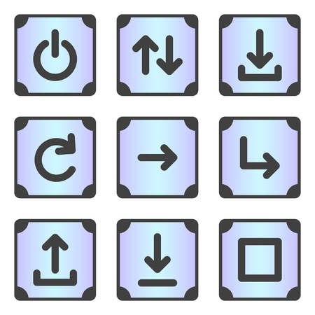 A set of 9 icons for the device menu in the frame. Vector on white backgroundのイラスト素材