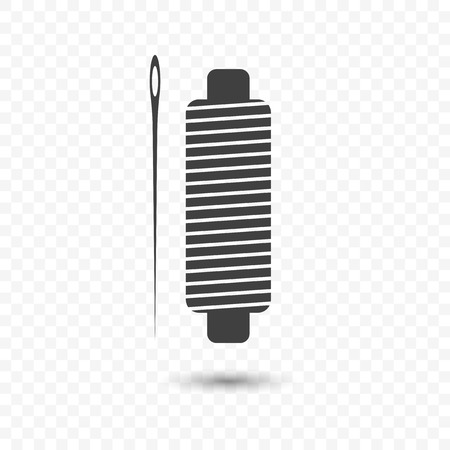 Icon spools of thread for sewing with a needle. Vector illustration on a transparent backgroundのイラスト素材