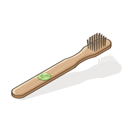 Icon toothbrush made of bamboo. Vector illustration on white backgroundのイラスト素材