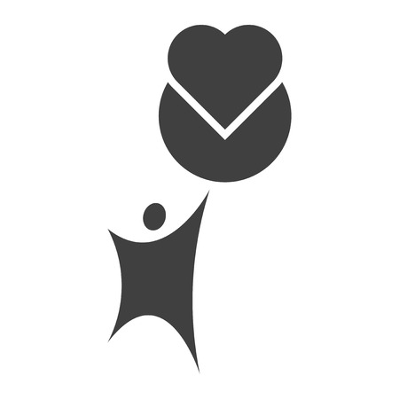 Abstract icon for World Health Day. Man keep the planet on which everyone is healthy. Vector on white backgroundのイラスト素材