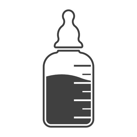 Baby bottle icon on drink. Vector on white backgroundのイラスト素材