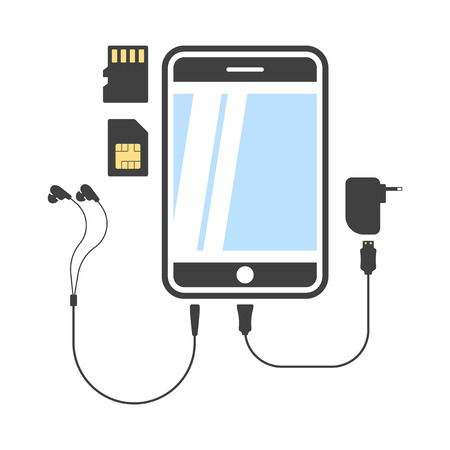 Icon accessories for mobile phone. Isolated vector image on white backgroundのイラスト素材