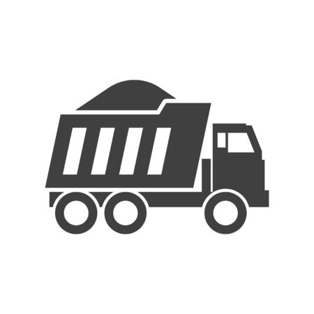 Dump truck icon. Vector on white backgroundのイラスト素材