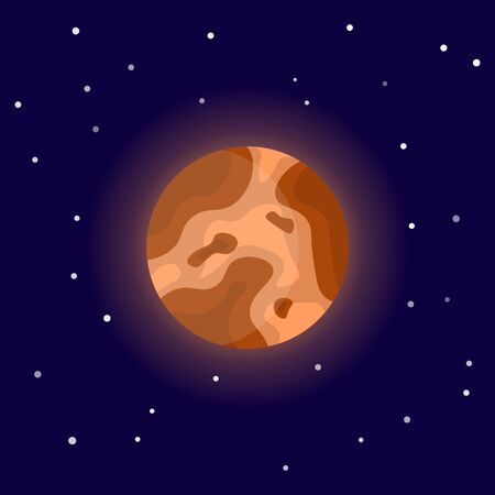 Planet Mercury. Cartoon vector illustration on the cosmic background