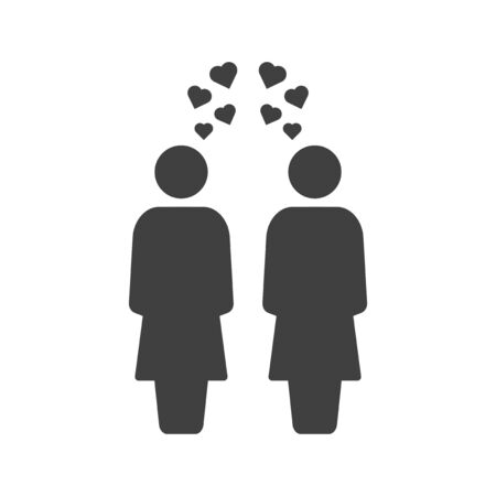 Icon of people in love. A woman loves a woman. Vector on a white backgroundのイラスト素材