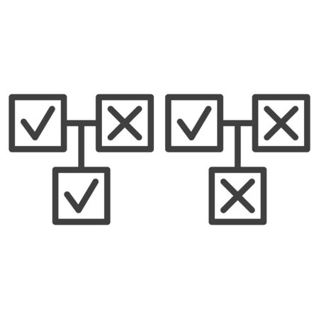 The system of choice from two options. A cross and a check mark. Two options. Vector on a white backgroundのイラスト素材