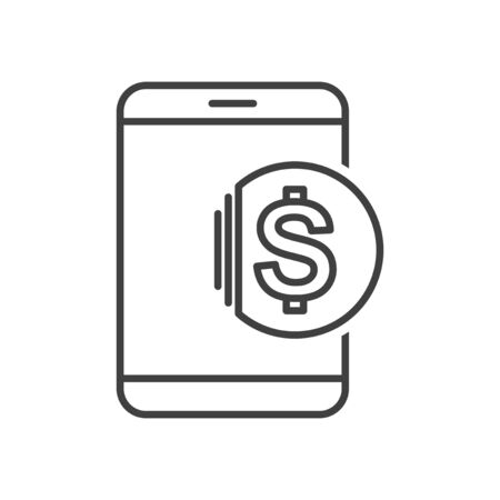 Icon of transferring funds to a mobile phone. Vector on a white backgroundのイラスト素材