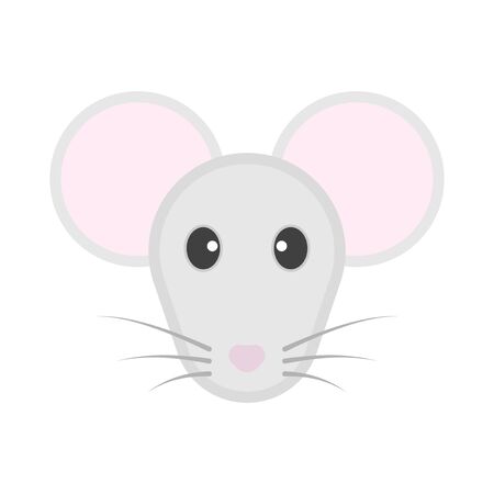 Very cute mouse face. 2020 New Year symbol. Minimalists style. Vector illustration on a white backgroundのイラスト素材