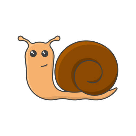 Snail cartoon icon. Cute clam image. Isolated vector illustration on a white background without unnecessary details.のイラスト素材
