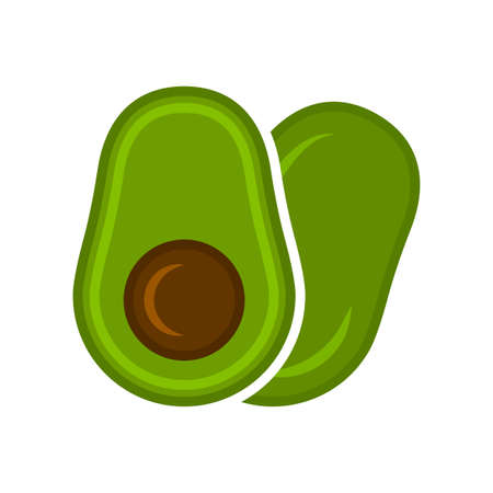 Minimalistic cartoon cutaway avocado icon. The location is one by one. Isolated vector illustration...