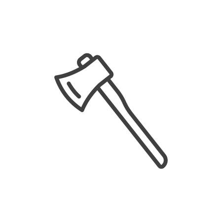 Ax icon. A simple line drawing of a wood splitting tool. Isolated vector on pure white background.のイラスト素材