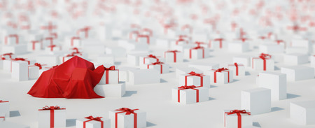 Christmas bag with gifts. Santa Claus bag. New Year. Endless pile of gifts. 3D rendering.の写真素材