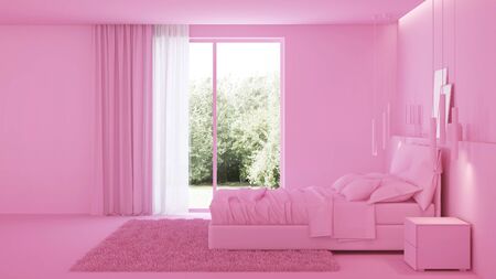 Modern house interior. Pink interior. 3D rendering.の写真素材