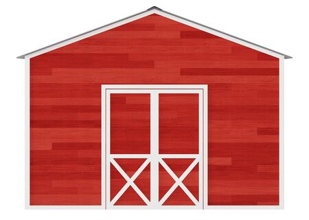 Red barn on a white background.