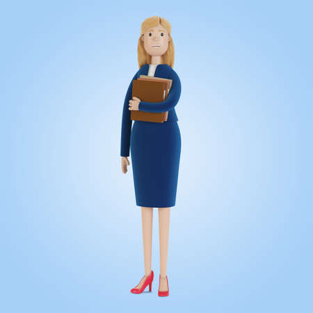 Businesswoman with a bunch of butts. Woman in business clothes, employee of the company. 3d illustration in cartoon style.の写真素材