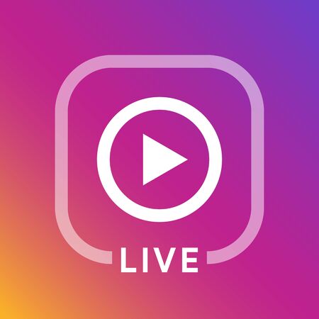 Live icon for social media. Streaming sign. Broadcasting logo. Play button. Online blog banner....