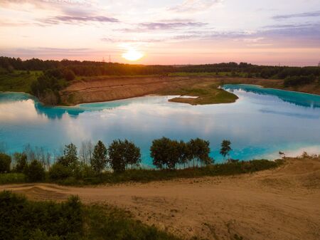Great view of the azure pond. Popular tourist attraction.の写真素材
