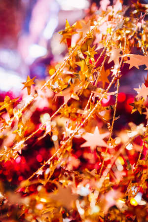 many red and gold  Christmas decoration  garlandの写真素材