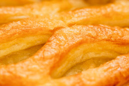 fresh strudel with apples and  raisins close-up