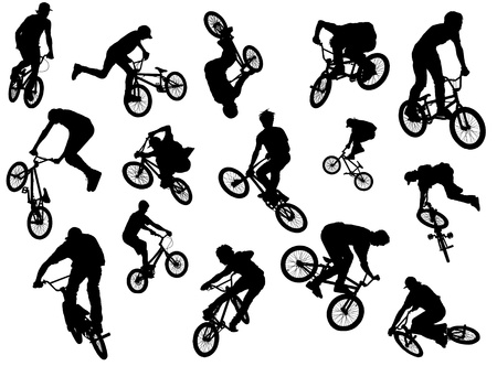 Black silhouettes of BMX-riders Black silhouettes of BMX-riders