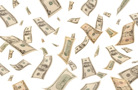Falling dollars (isolated)
