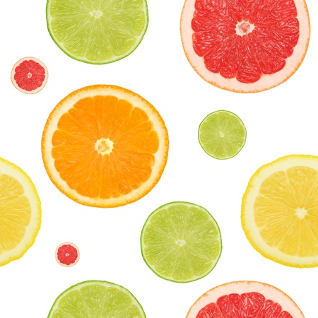 Seamless background made from cross sections of citrus fruits