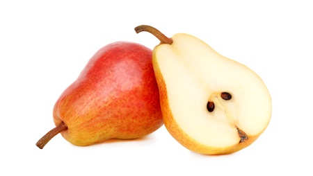 One and a half pear isolated on white backgroundの写真素材