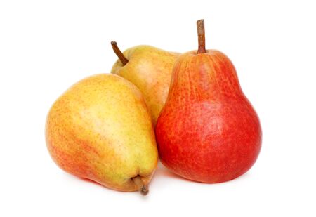 Three ripe pears isolated on white backgroundの写真素材