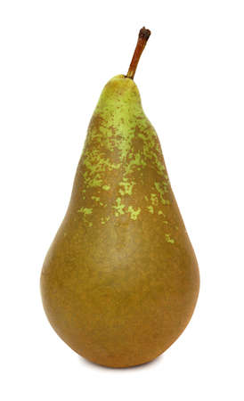 One ripe green pear isolated on white backgroundの写真素材